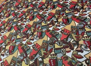 Jacquard coton-polyester motif visage