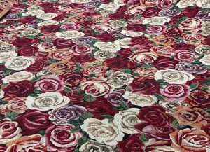 Jacquard ameublement motif rose