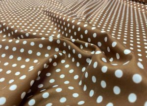 Microfibre beige foncé à pois blanc