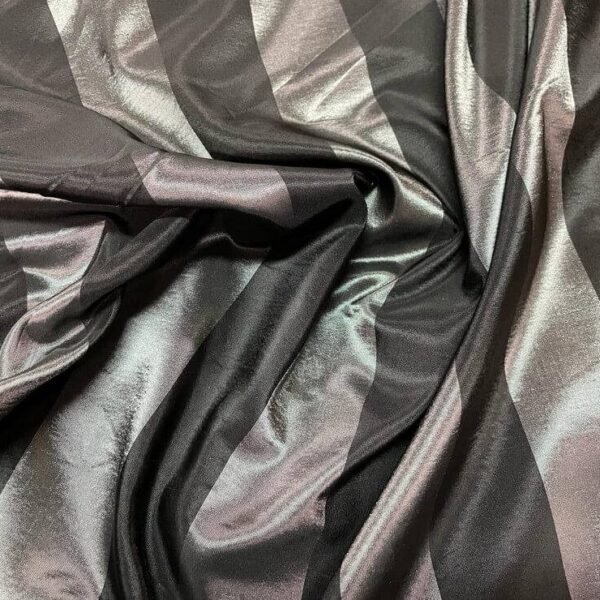 Taffetas bandes gris métal noir