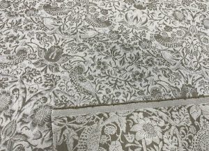 Jacquard blanc beige fleurs oiseaux