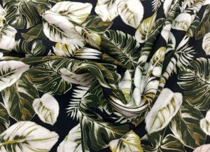 COUPON 4.2m viscose kaki fleurie 1.45m