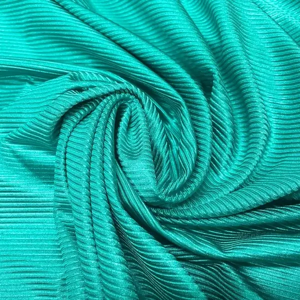 Lycra turquoise côtelé satiné en 1.40m de large