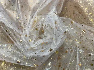 Organza blanc étoiles en 1.50L