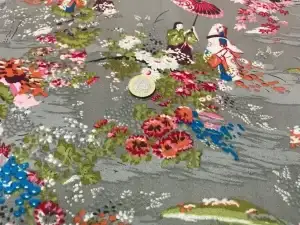 Satin polyester motif japonais en 1.50L