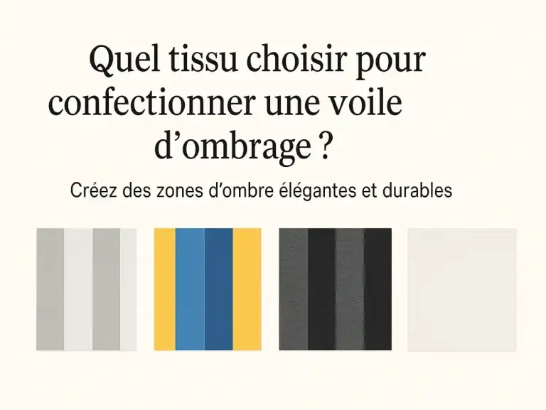 Quels tissus choisir pour une voile d’ombrage ? Tissus extérieurs résistants aux UV – rayures grises, bleues, noires et blanches pour terrasse et jardin