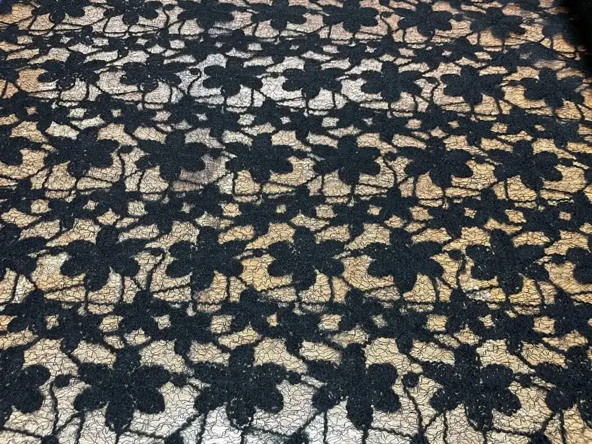 Guide Ultime 2026 : Comment Maîtriser la Couture de la Laine pour des Projets Parfaits 4 Tissu dentelle de laine noire – Résille toile d’araignée, vendu au mètre