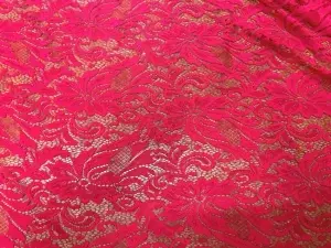 Dentelle lycra rouge fleuris en 1.45L