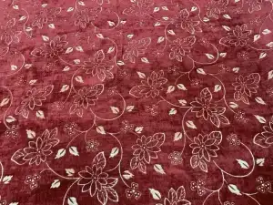 Velours double-face bordeaux fleuris en 1.40L