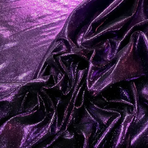 Jersey Lycra Lamé violet et noir en 1.50m de large