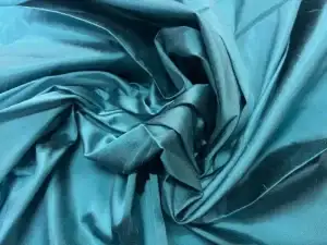 COUPON 1.70m Soie sauvage turquoise satiné en 1.35L