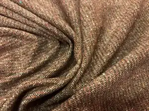 COUPON 2m Laine Rouille Chinée Rayée Marron - Largeur 1.45m