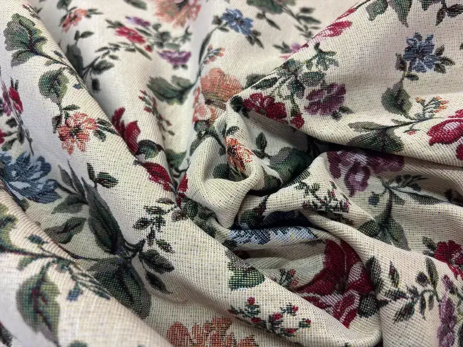 Rideaux jacquard fleurs classiques multicolores