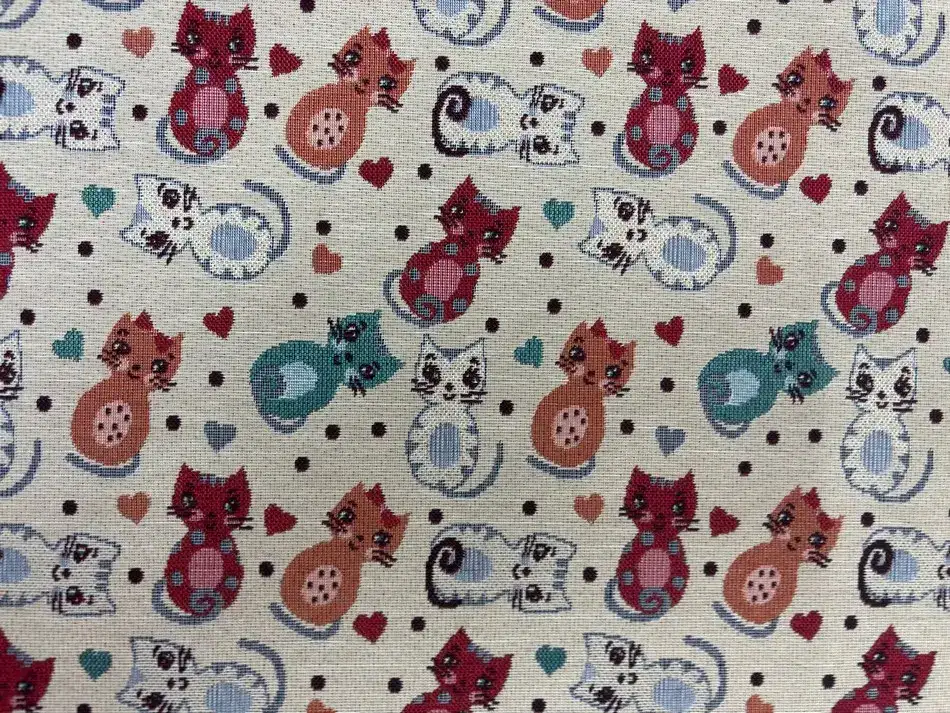 Jacquard motif chats, tissu décoratif