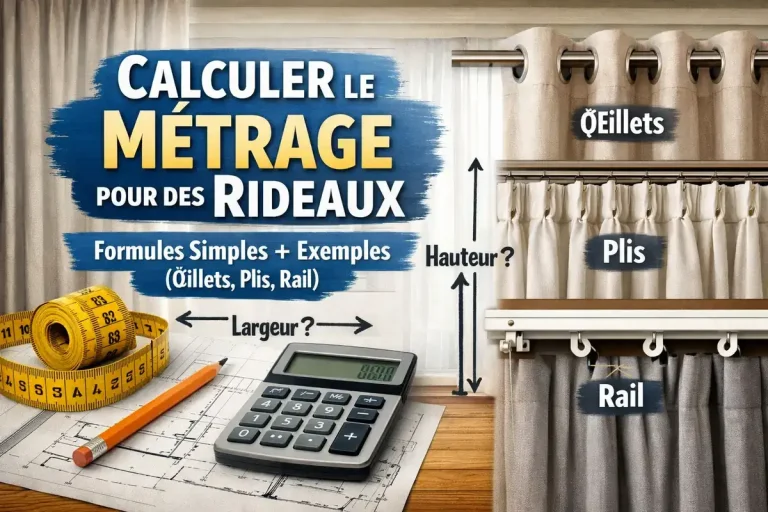 Calculer le métrage pour des rideaux : formules simples + exemples (œillets, plis, rail)
