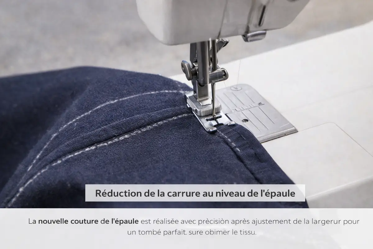 couture de la nouvelle ligne d’épaule après réduction de la carrure