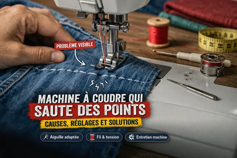 Machine à coudre qui saute des points : causes, réglages et solutions