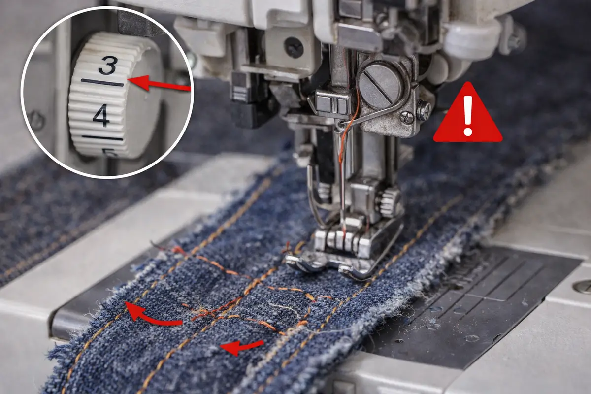 Réglage de tension du fil sur une machine à coudre