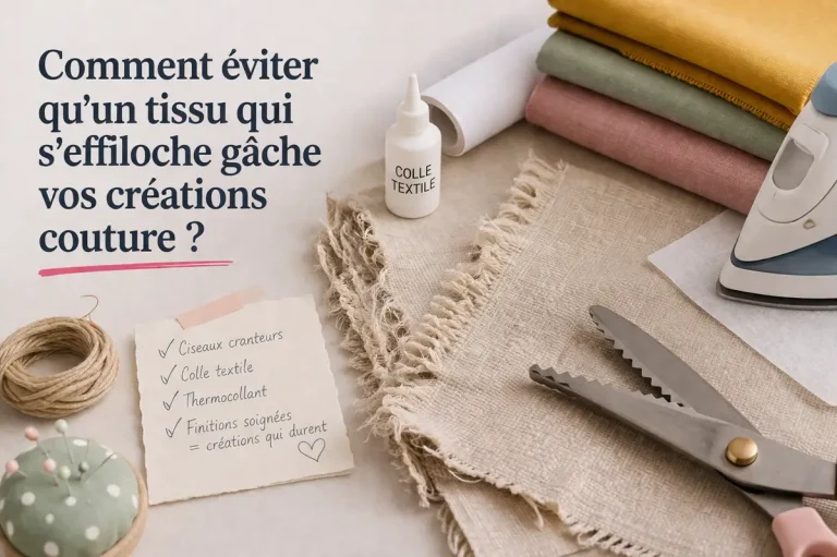hero horizontal illustrant un tissu effiloché et des techniques de couture pour éviter l effilochage