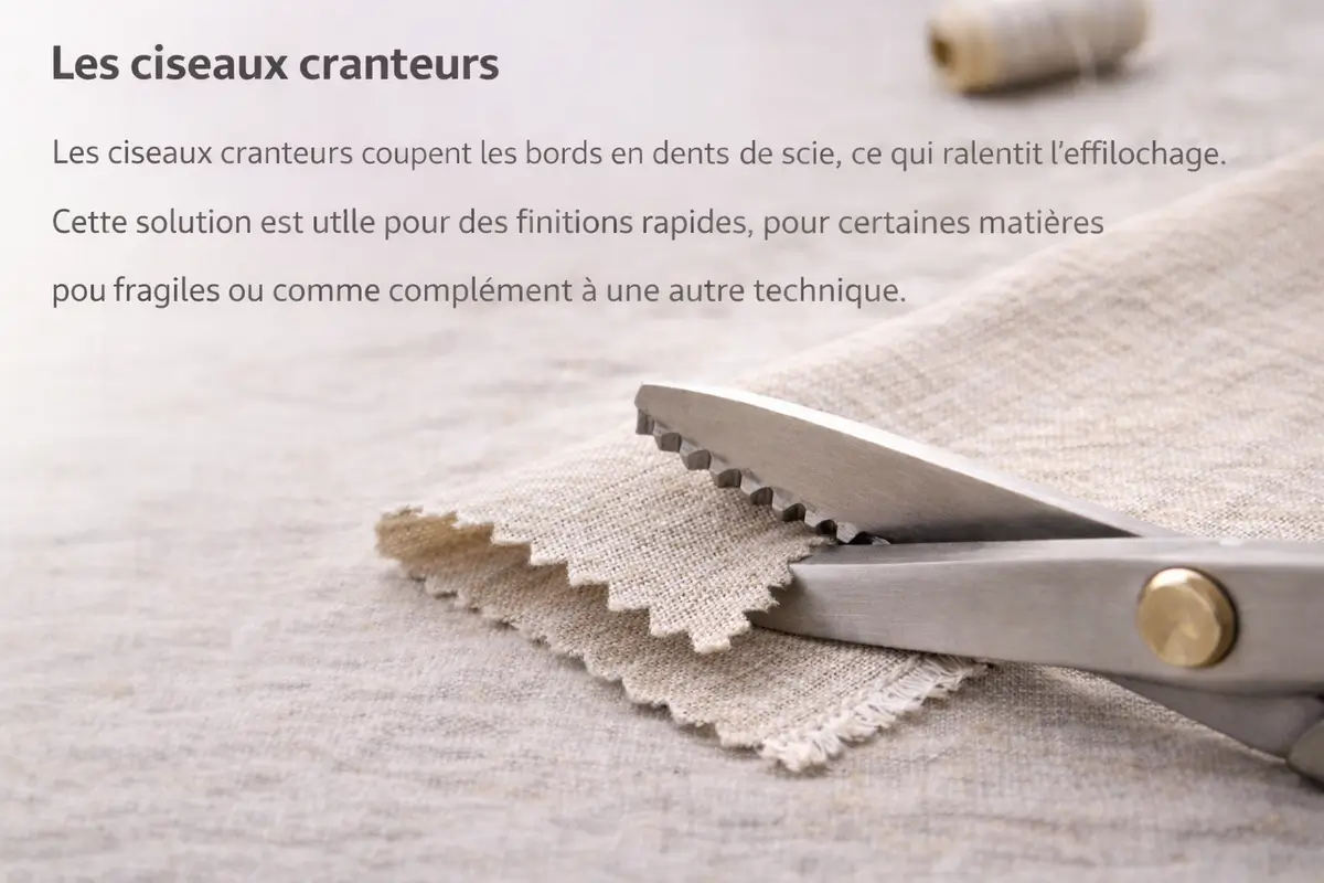 Comment éviter qu’un tissu qui s’effiloche gâche vos créations couture ? 6 ciseaux cranteurs coupant un tissu pour limiter l effilochage sans finition supplémentaire