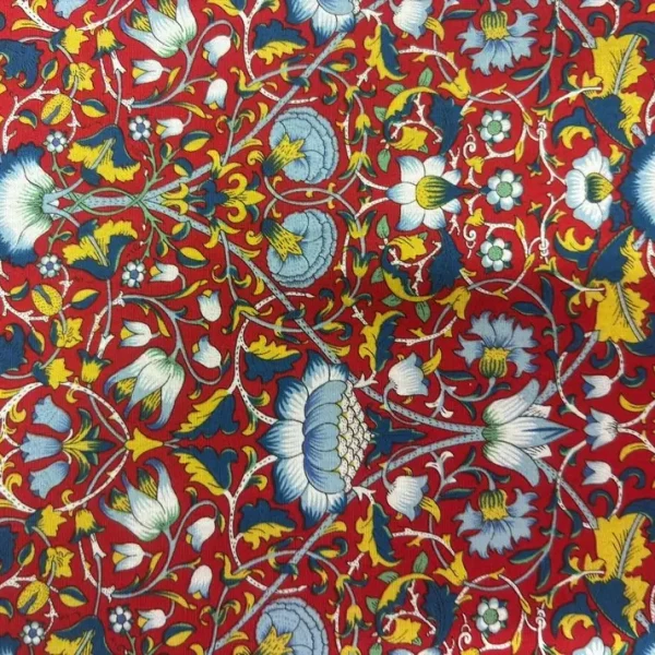 Coton Imprimé Floral Vintage Fond Rouge - Largeur 1.50m