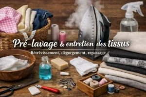 Pré-lavage & entretien des tissus : rétrécissement, dégorgement, repassage (guide simple)