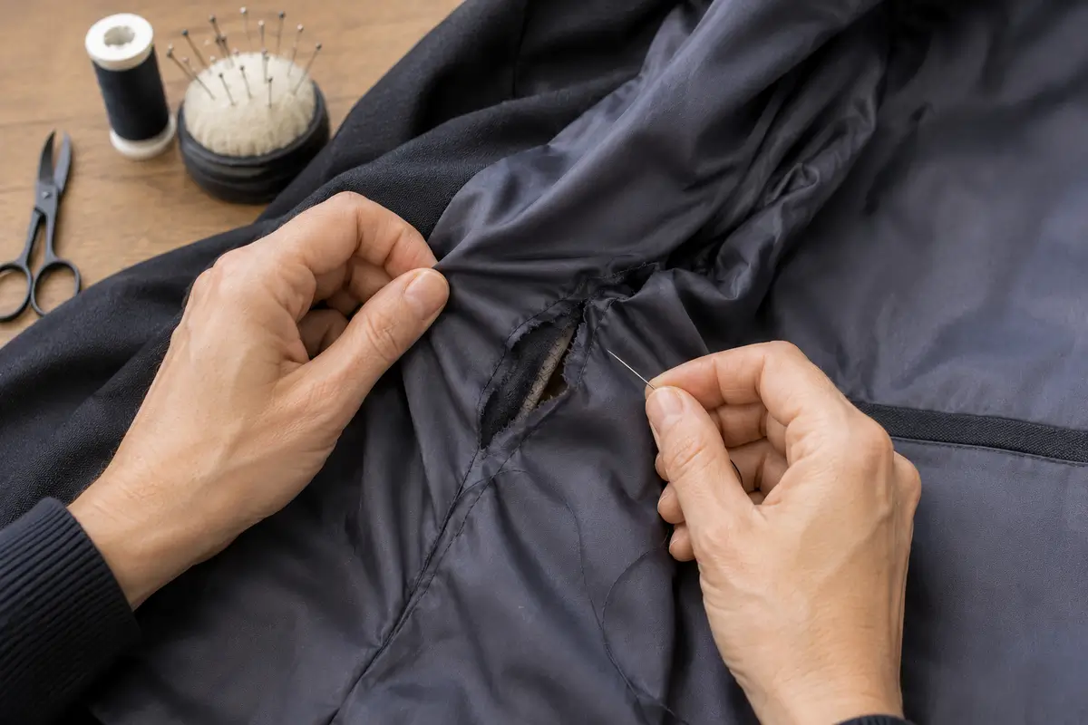 Préparation d’une doublure avant couture invisible à la main