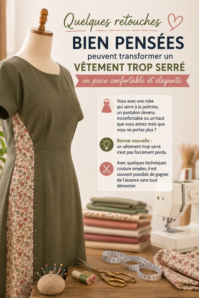 robe et pantalon trop serrés : astuces couture simples pour agrandir un vêtement sans le jeter