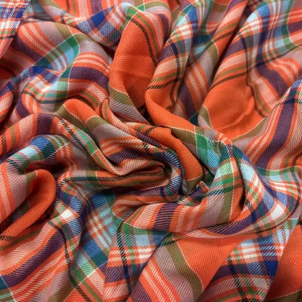 Tartan fin orange et bleu en 1.40L