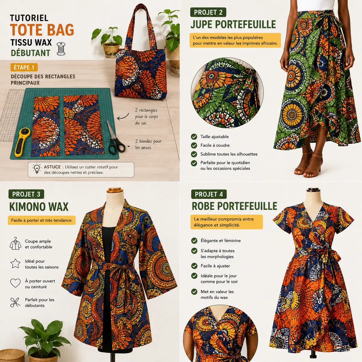 Tutoriel tote bag en tissu wax pour débutant couture