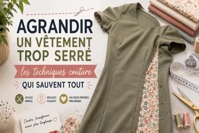 Agrandir un vêtement trop serré avec des techniques couture simples, empiècements et bandes d’aisance