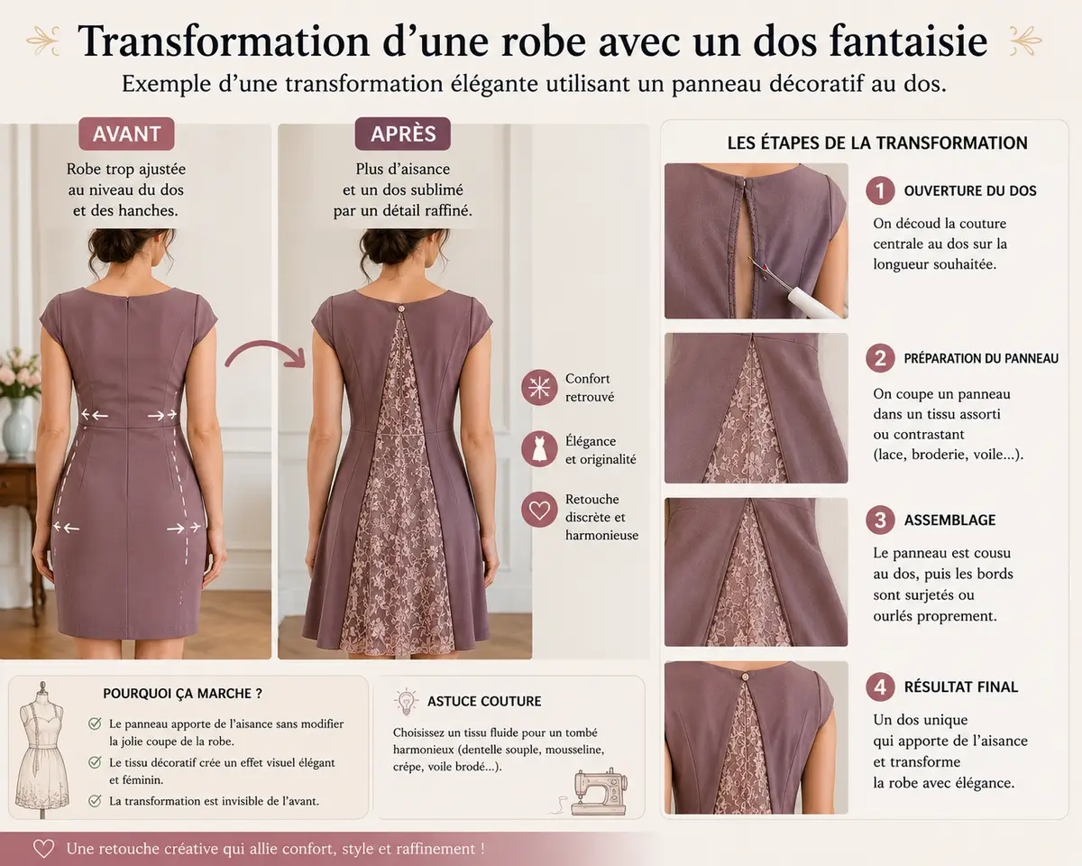 Transformation d'une robe avec un dos fantaisie