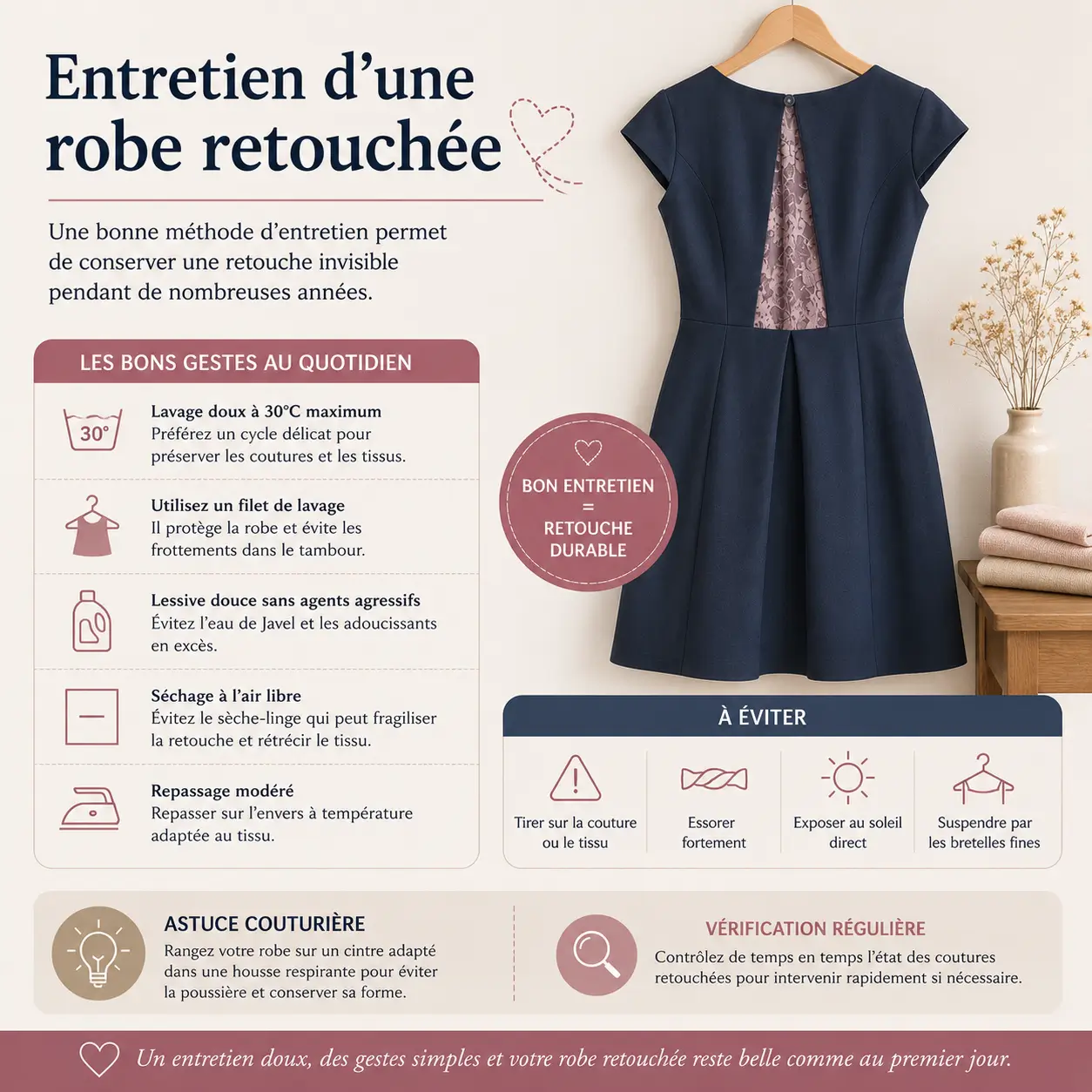 Entretien d'une robe retouchée