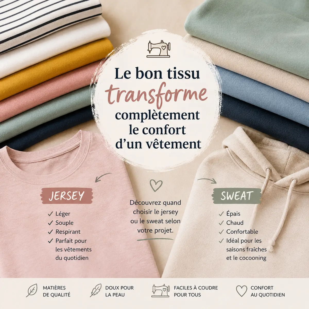 Jersey ou sweat : quel tissu choisir pour réaliser un vêtement confortable en couture