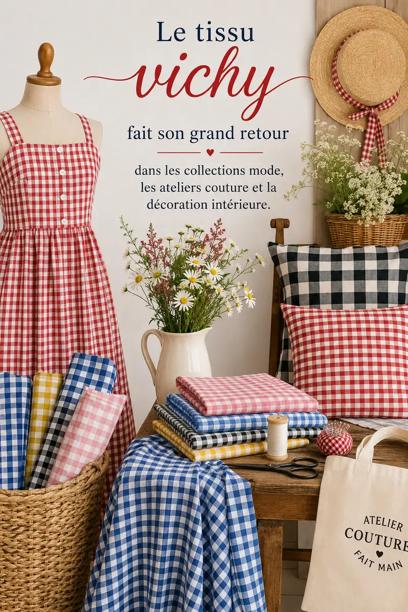 Tissu vichy rouge et blanc tendance couture mode décoration 2026