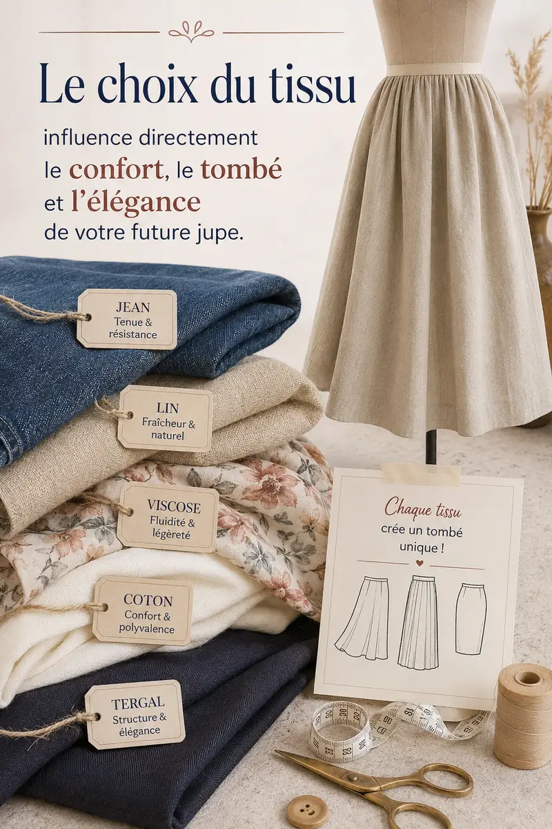 Quel tissu choisir pour une jupe ? Le guide complet pour trouver la matière idéale selon votre style 2 Quel tissu choisir pour une jupe en lin coton viscose jean ou tergal selon le style et la saison