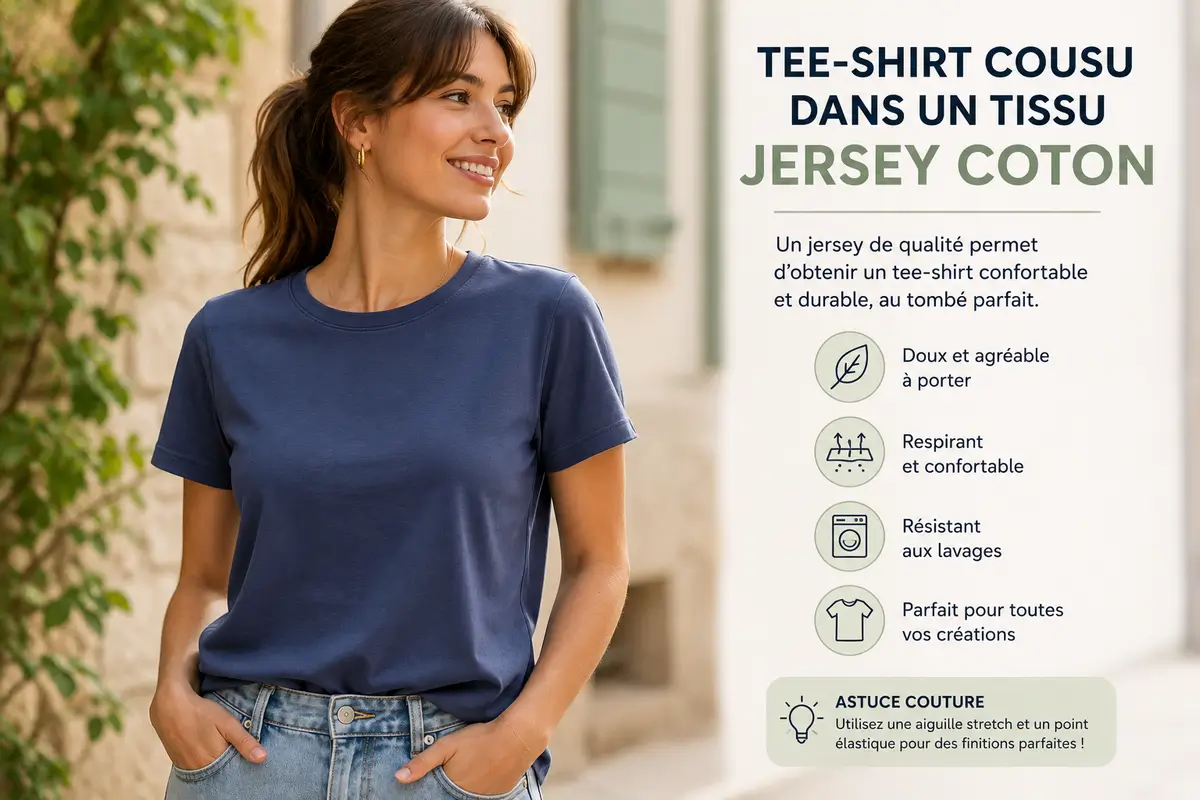 Tee-shirt cousu dans un tissu jersey coton