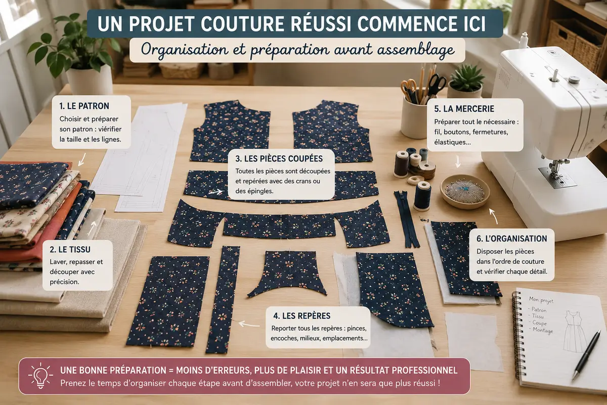Les 15 erreurs couture qui ruinent vos vêtements sans que vous le sachiez 9 Organisation des différentes étapes d'un projet couture avant assemblage