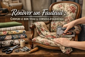 Rénover un fauteuil : choisir le bon tissu + conseils d’agrafage
